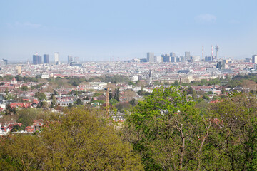 Zentrum Ausblick von der Trazberg Warte, Aussichtsturm, Wachturm in Wien Hietzing, Panorama