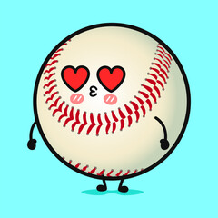 A cute cartoon Baseball with heart eyes and a kissy face, perfect for playful designs.
