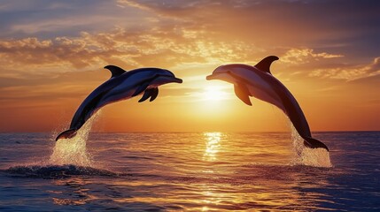 dolphins jumping into the sea