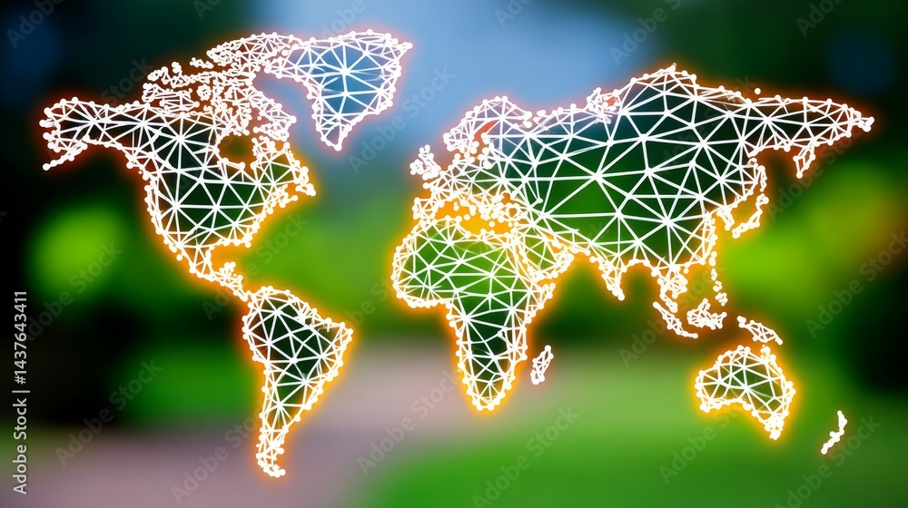 Poster global interconnected nodes visualization digital design technology outdoor aerial view network conc