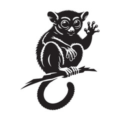High-quality tarsier silhouette designed for logos, digital art, and branding applications – tarsier silhouette – tarsier vector – tarsier illustration – silhouette of tarsier

