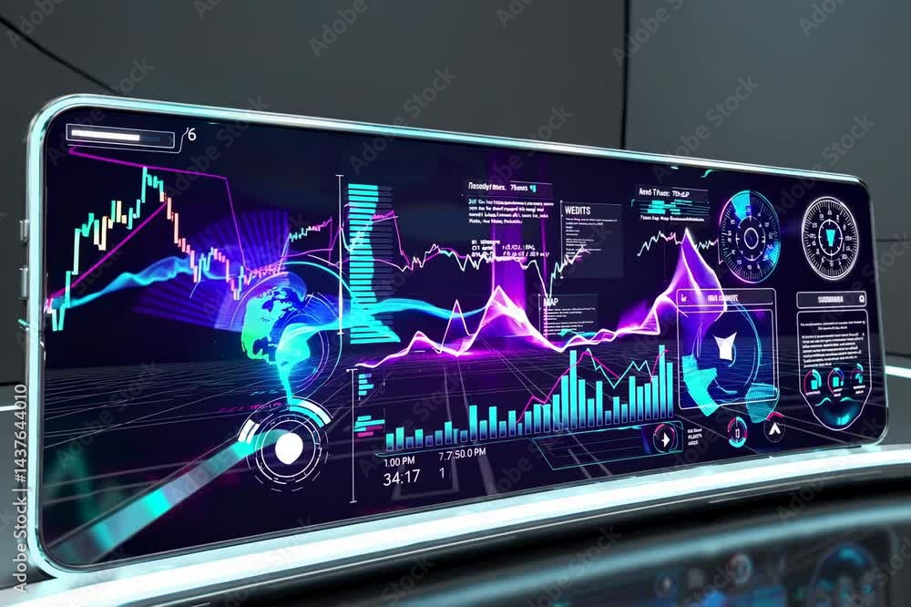 Poster digital dashboard display: futuristic tech interface