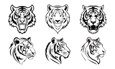 Tiger Head Clipart Vector Bundle Set 