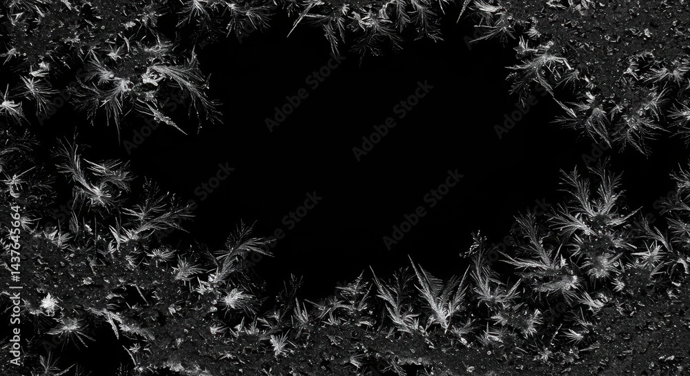 Aufkleber frost patterns forming a border against a dark background creating a wintery aesthetic image