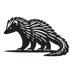 Unique and detailed tenrec silhouette vector perfect for logos, digital designs, and marketing – tenrec silhouette – tenrec vector – tenrec illustration – silhouette of tenrec

