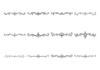 Obraz premium Text delimiters and scroll elements, Graphic underline elements, Vintage divider, vector illustration border