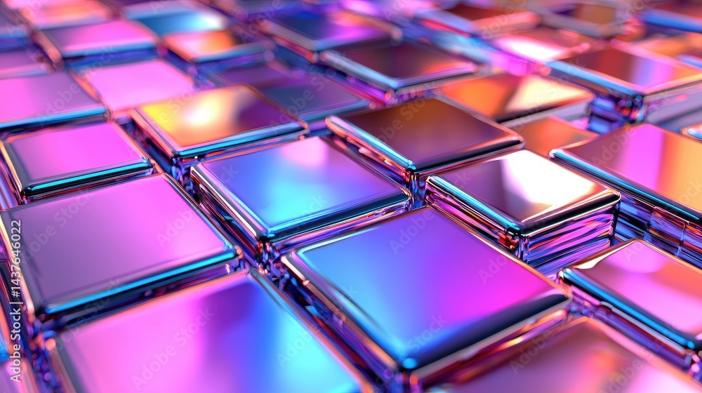 Aufkleber colorful 3d squares with glossy surface and gradient reflection