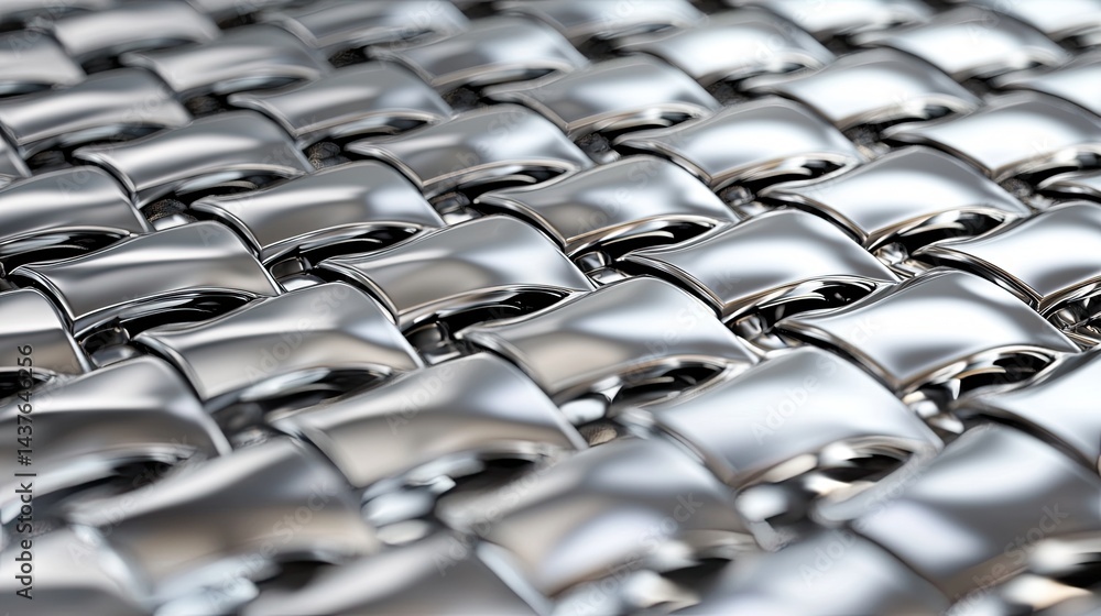 Poster close-up view of metallic weaved texture with shiny finish