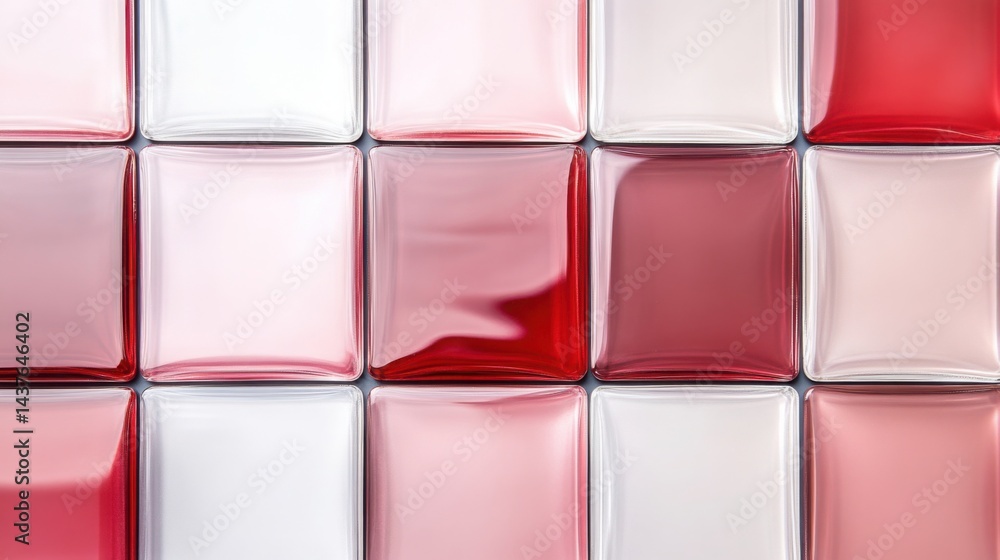 Poster extreme close-up of modern led panel lights with clear grid structure, red tones dominating the abst