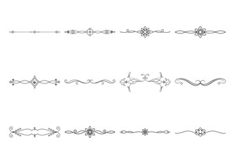 Obraz premium Text delimiters and scroll elements, Graphic underline elements, Vintage divider, vector illustration border