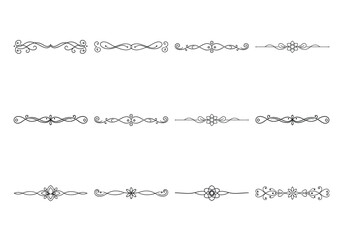 Obraz premium Text delimiters and scroll elements, Graphic underline elements, Vintage divider, vector illustration border