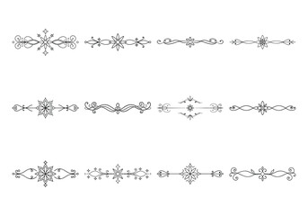 Obraz premium Text delimiters and scroll elements, Graphic underline elements, Vintage divider, vector illustration border