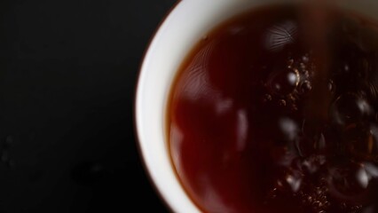 The Swirling Colors of Tea or Coffee Inside a Beautifully Designed Cup of Ceramic. Media