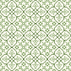  Geometric pixel art pattern. Abstract pixel art geometric pattern design for fabric, carpet, tile, clothing, embroidery, needlepoint and background. Vector pixel art seamless motif Native American.