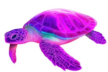 Illustration of marine animals like turtles diving through water, in bright, vibrant colors, on a white background