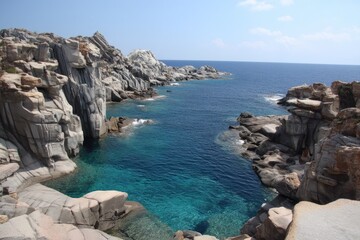 Coastal rocks meet turquoise water