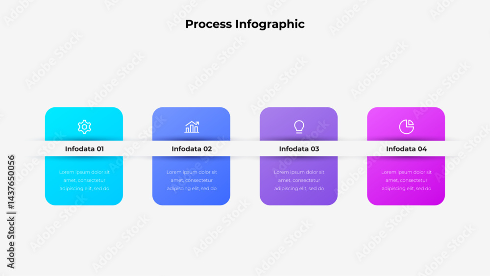 Poster infographic featuring four distinct steps, represented with icons and colorful blocks, ideal for pre