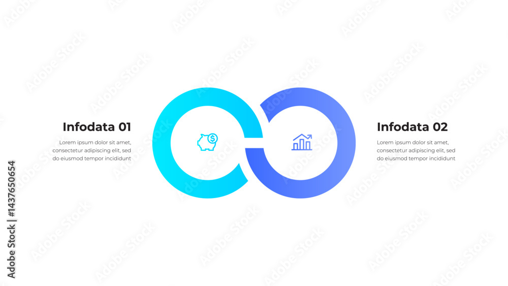 Aufkleber Infographic Design Depicting Business Data and Analytics with Linked Circular Elements