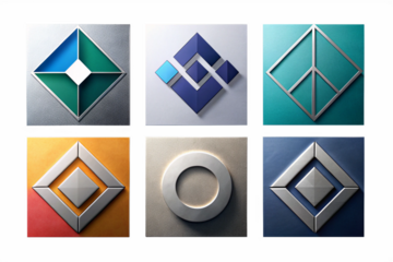 Geometrical  abstract logo collection. 3d rendered