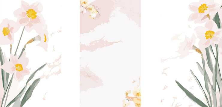 Wedding card template with floral theme, Wedding floral frame, nature element for invitation, Vector, Thank you card template with spring flower concept, watercolor style