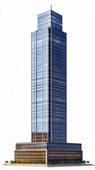 Obraz premium Modern Glass Skyscraper, Isolated Architecture Render for Urban Planning Visualization