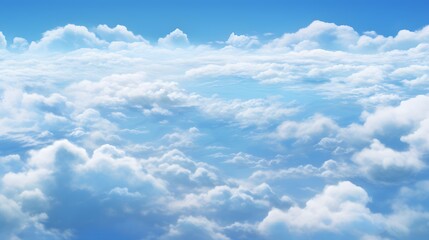 Fototapeta premium The sky is filled with fluffy white clouds, creating a serene