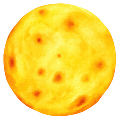 Bright and Colorful Illustration of a Round Yellow Celestial Body, isolated on transparent background.