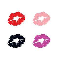 kiss mark lips cute love lipstick vector emoji illustration