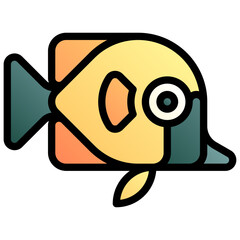 Fish. Editable vector icon, coloured with outlined stroke.