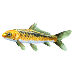 Fototapeta premium Realistic Goldfish Swimming Gracefully in Clear Water Background, isolated on transparent background.