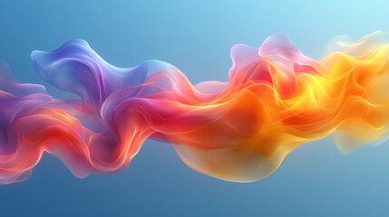 Abstract vibrant flowing ribbons of colorful smoke or liquid.