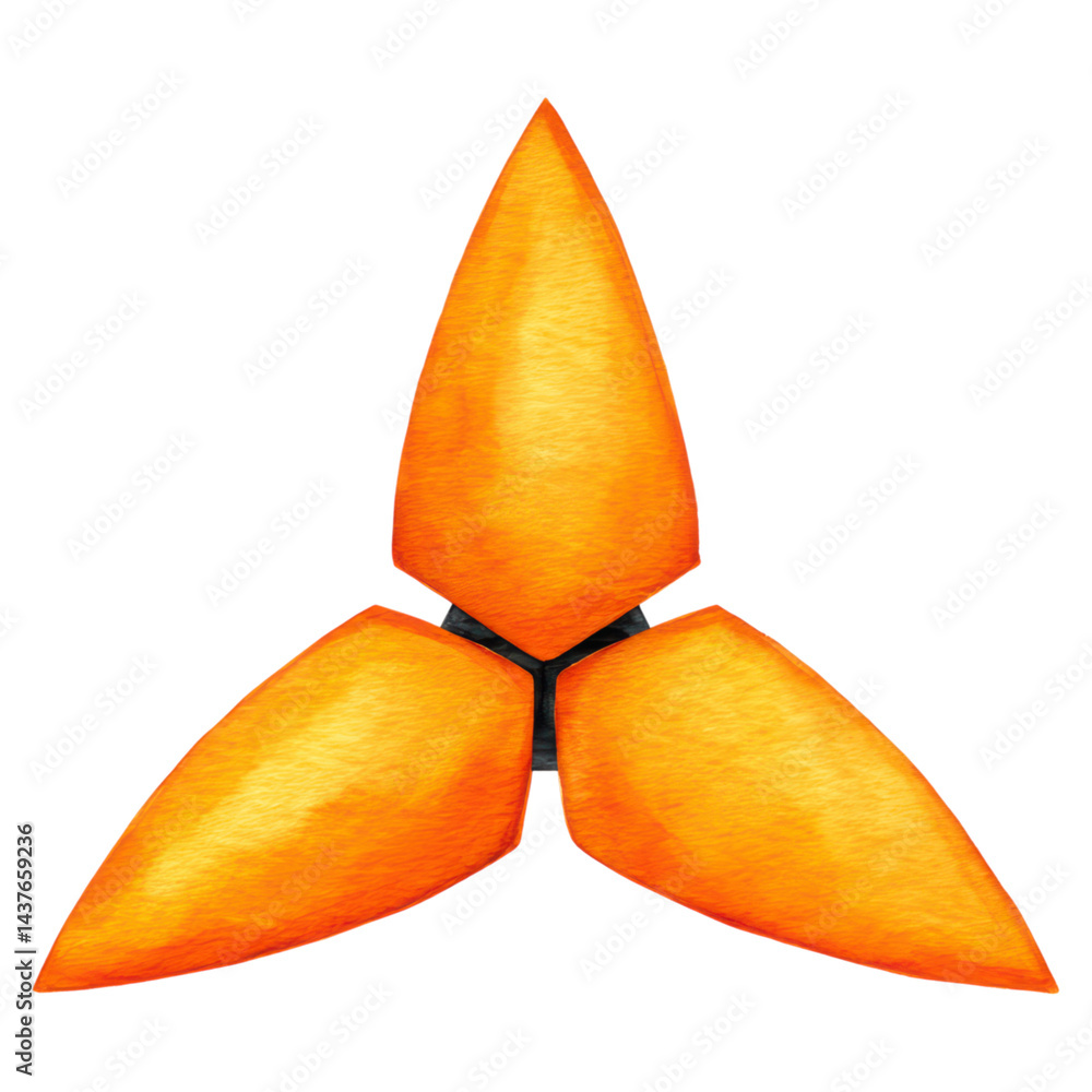 Poster abstract orange triangular shapes on black background for design, isolated on transparent background