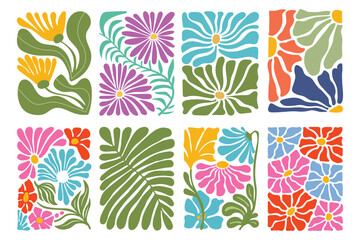 Abstract groovy retro boho 60s 70s flower vector