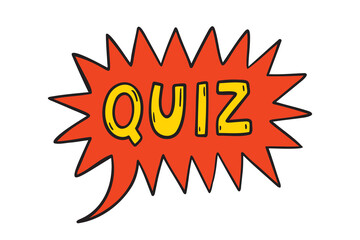 quiz symbol speech bubble colorful cartoon emblem icon doodle hand drawn.drawing clipart symbol