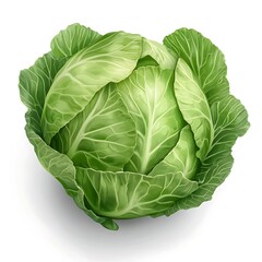 Fototapeta premium Fresh Green nature Cannonball Savoy cabbage or Brassica oleracea taufrischer Weißkohl on white background, clipping path, full depth of field copy space for text 