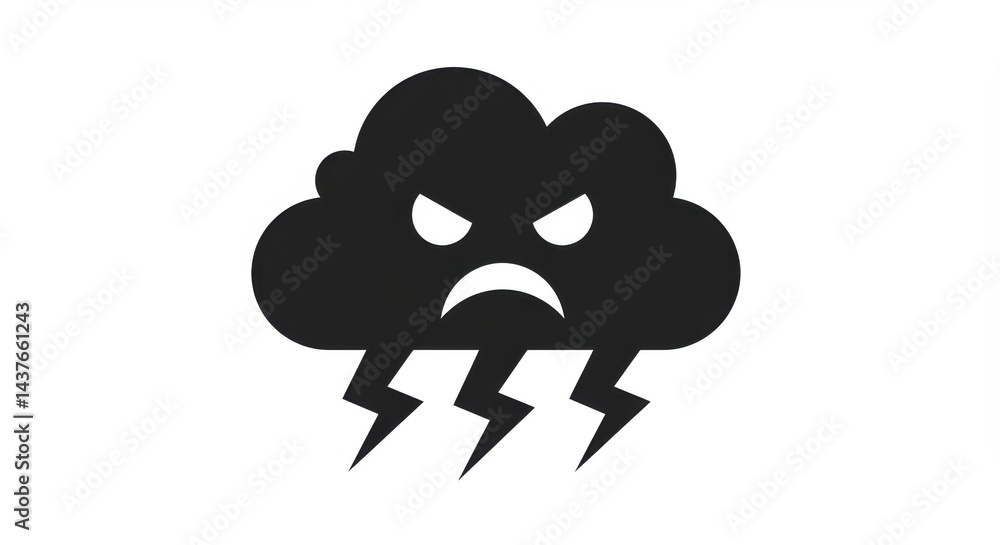 Poster an angry storm cloud with lightning bolts isolated on a white background in vector format