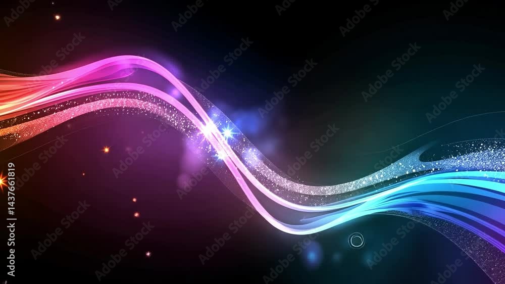 Poster colorful abstract waves vibrant and dynamic background design for digital art with sparkling effects