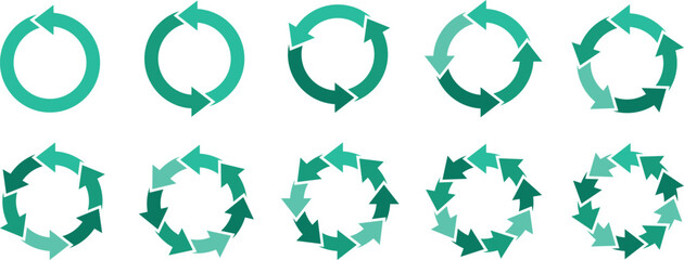Pie charts diagrams. Pie chart of the multiple colored arrows. Circle pie chart. 2,3,4,5,6,7,8,9,10,11,12 sections or steps. Circle arrows infographic. Pie chart into an arrow ring chart. 