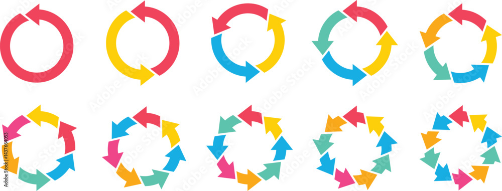 Poster pie chart into an arrow ring chart. circle arrows infographic. pie chart and arrows. pie chart circu
