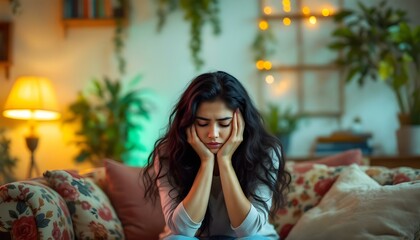 Tired Young Woman Lost in Thought – Reflecting with Exhaustion