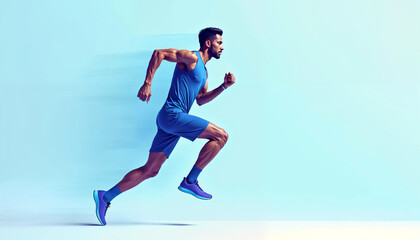 Athlete Running Side View – Dynamic Fast Motion Effect in Action