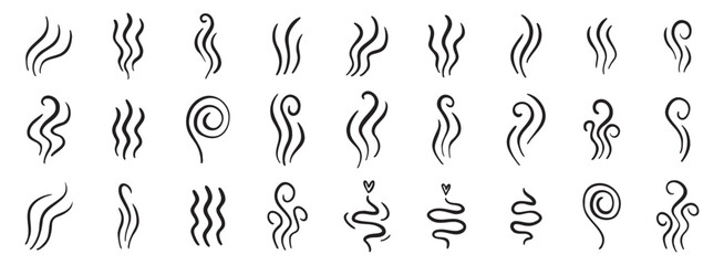 hot steam icon design line element, doodle smell sign, wave symbol. hot drink lines
