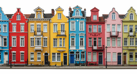 Fototapeta premium Vibrant Colorful Houses Row Architecture Photography