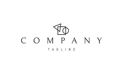 Vector logo with an abstract image of a composition of geometric shapes triangle, circle and square.