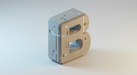 Obraz premium 3D Render Concrete Letter B Industrial Font Alphabet