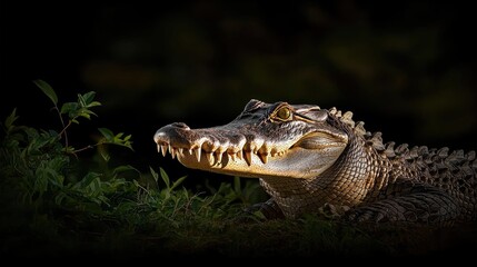Fototapeta premium Close-up of a Majestic Crocodile in Natural Habitat at Dusk