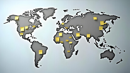 Cloud Strategy Whiteboard and World Map with Entry Planning Notes