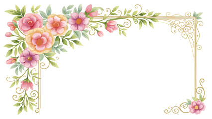 Decorative corner flower frame watercolor 