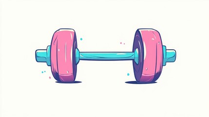 Obraz premium Pink dumbbell, fitness workout, gym equipment, white background, healthy lifestyle illustration