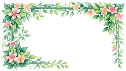 Decorative corner flower frame watercolor 